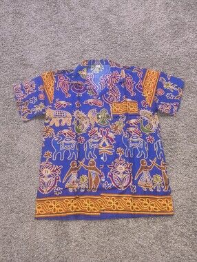 Men's Rayon Short Sleeve Casual Button up Shirt Size Large